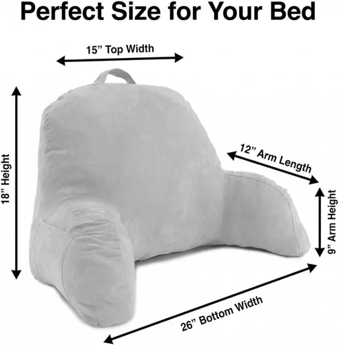 Vista 3 de Deluxe Comfort Reposo de cama de microgamuza - Almohada de respaldo con brazos - Almohada de descanso en cama - Tumbona de lectura - Almohada