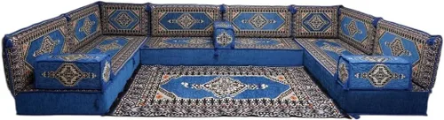 Vista 130 de arabicsofa Sofá en forma de U de estilo árabe para el suelo – Juego de Majlis hecho a mano – Sofá de estilo bohemio