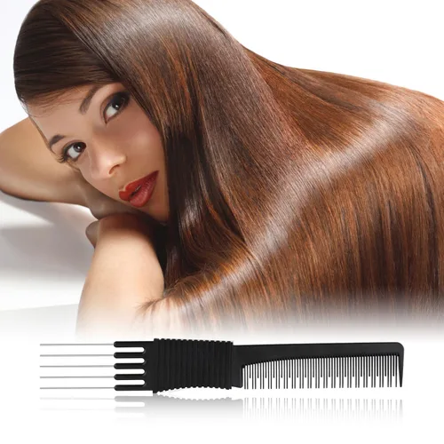 Vista 3 de 2 peines de carbono negro para levantar el pelo, de doble cabeza, herramienta de peine de cola de rata para cabello grueso, fino y fino, esponjoso