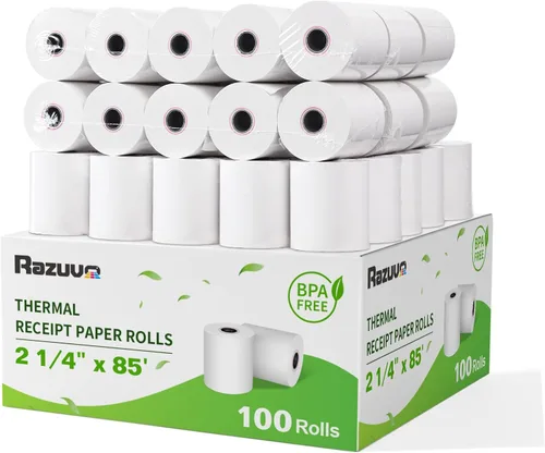 Vista 15 de (50 rollos) Rollos de papel térmico de recibo de 2 1/4 x 85 pulgadas, se adapta a todas las cajas registradoras POS, para impresoras de caja