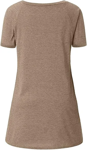 Vista 7 de Túnicas largas o tops para mujer para llevar con leggings, blusas de manga cortalarga