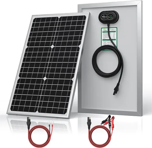 Vista 8 de SUNER POWER 24V 20W Solar Panel Ultra, Built-in Ultra Smart MPPT Charge Controller, Waterproof 20 Watt Solar Panel Trickle Charger for 24Volt AGM
