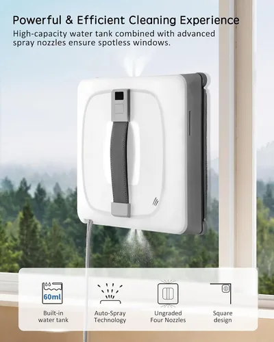 Vista 2 de Yoolax Robot de limpieza de ventanas 2.0, robot inteligente limpiador de ventanas Dual Cross Water Spray Technology, Ungraded 6 Cleaning Paths