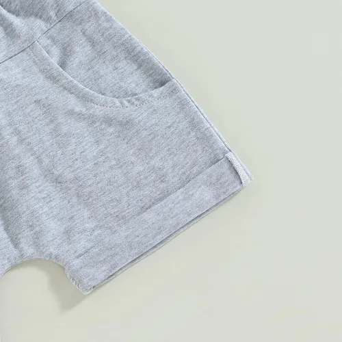 Vista 5 de CIYCUIT Conjunto de ropa de verano para bebé niño, camisa y pantalones cortos con estampado de letras