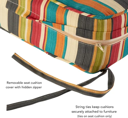 Vista 4 de Greendale Home Fashions Juego de cojines de asiento profundo para exterior de 2 piezas, Adobe Ártico