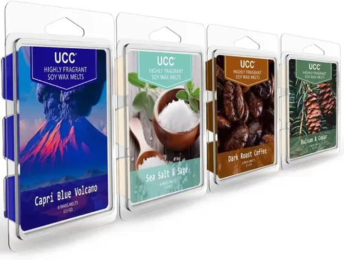 Vista 10 de UCC Cera derretida, cubos de cera de soja, aroma fuerte de larga duración, mezcla perfumada prémium para derretir tartas, romero menta, rosa