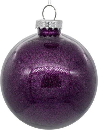 Vista 7 de Vickerman Adorno navideño de bola transparente de 3 pulgadas con interior de purpurina dorada antigua. Oro envejecido