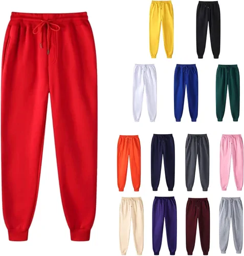 Vista 2 de Pantalones deportivos holgados de forro polar para hombre y mujer, pantalones deportivos casuales gruesos con bolsillo