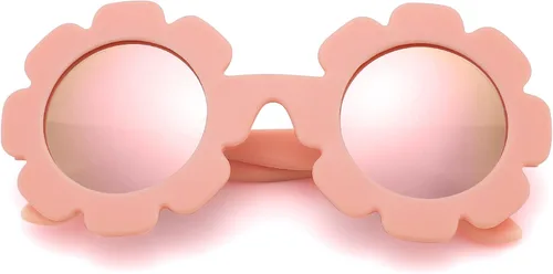Vista 2 de NULOOQ Gafas de sol polarizadas para bebé con correa Gafas de sol flexibles en forma de flor para niños pequeños y bebés de 0 a 24 meses