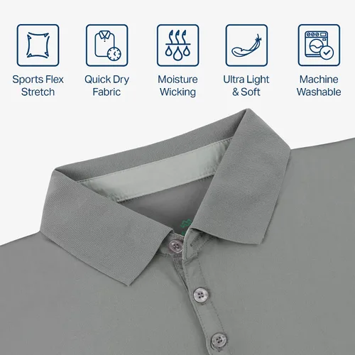 Vista 4 de Mio Marino - Polo de golf para hombre, ajuste seco, tela transpirable ultrafina