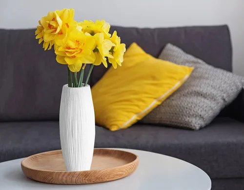 Vista 6 de D'vine Dev 8 Inch White Ceramic Flower Vase, Waterfall Textured Vase for Home Decor, VS-WF-A-1