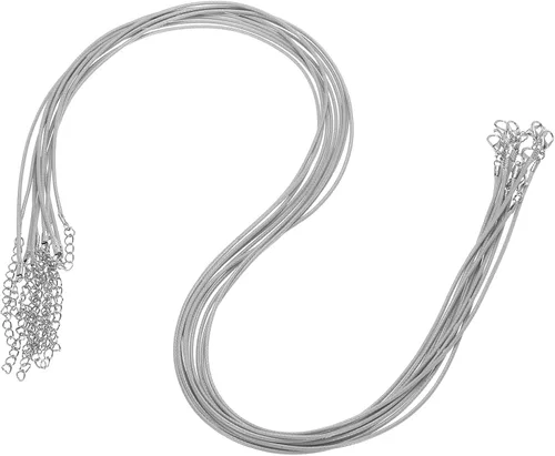 Vista 69 de MECCANIXITY 10 cordones de collar encerado de 18 pulgadas, cadena de collar a granel con cierre de 0.059 in de cuerda de cuero encerado para hacer