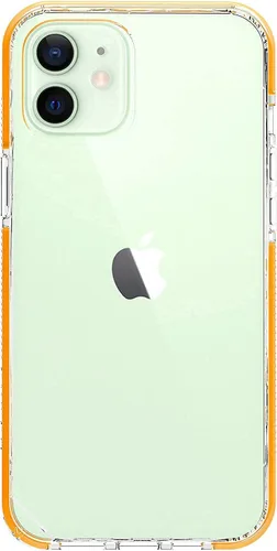 Vista 2 de Armor Funda Signature para iPhone 12 Mini, transparente con cinta naranja