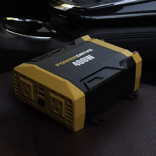 Vista 2 de PowerDrive PWD400 - Inversor de corriente de 400 vatios de 12 V CC a 110 V CA con 2 salidas y 2 puertos