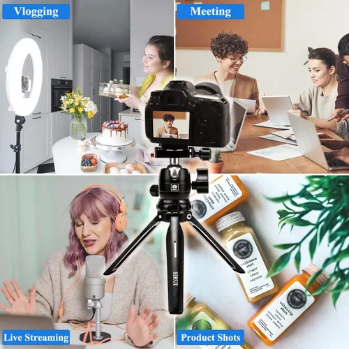 Vista 15 de SIRUI Mini trípode de escritorio de 13.5 pulgadas con cabeza de bola de 360°, trípode de aluminio portátil para cámara DSLR, videocámara, carga