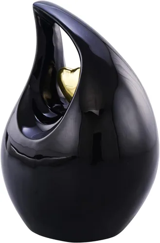 Vista 5 de Urna de cremación Heart of Love para cenizas humanas - Hermosa urna conmemorativa ERN para adultos - ERN decorativa para seres queridos - Urna Negro