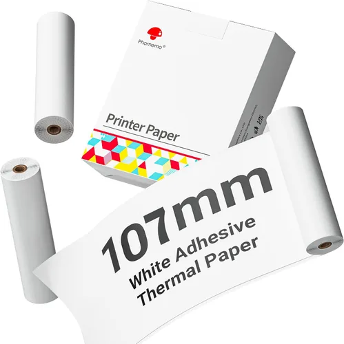 Vista 10 de Phomemo - Papel para impresora térmica autoadhesiva, color blanco, para impresora térmica Bluetooth de bolsillo Phomemo M02/M02 Pro/M03/M02S, 1.969