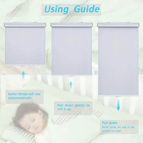 Vista 3 de Persianas enrollables opacas sin cordón, para ventana, tamaño personalizado, persianas de primavera, privacidad, impermeable, con aislamiento