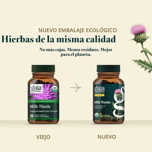Vista 7 de Gaia Herbs Cardo mariano, 60 cápsulas veganas, 20 porciones