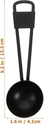 Vista 2 de Luxshiny Juego de 5 cucharas medidoras: Cuchara de diseño anidable para hornear, cocinar, café e ingredientes líquidos - Negro