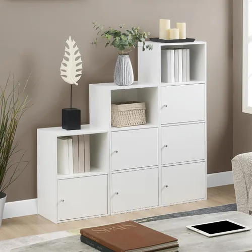 Vista 6 de Convenience Concepts Xtra Storage - Estantería de tres puertas con acabado de madera blanca