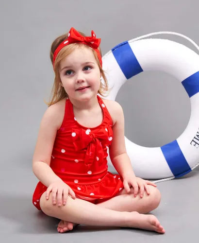 Vista 5 de Jastore - Traje de baño de una pieza para niñas bebés con diadema