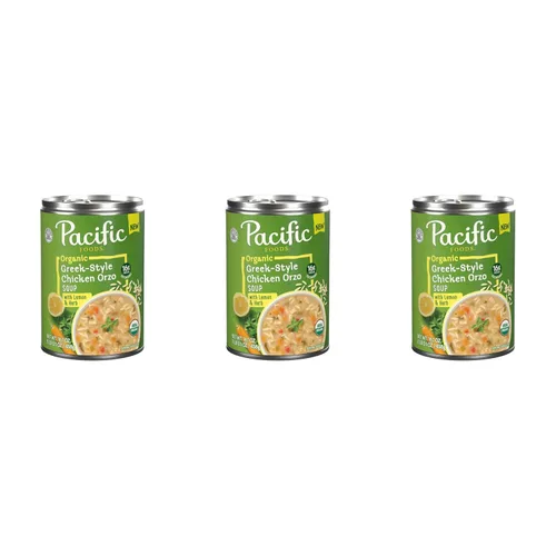 Vista 11 de Pacific Foods Caldo de pollo orgánico estilo griego con orzo, limón y hierba, lata de 16.1 oz