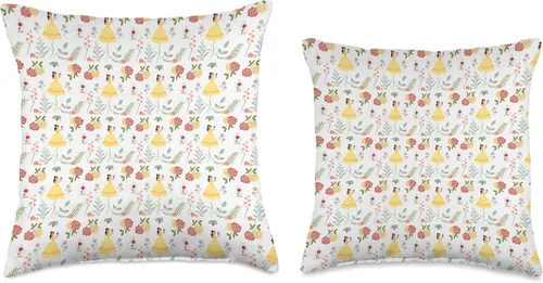 Vista 3 de Disney Princesa Bella y Encantada almohada con estampado de rosas, 16.0 x 16.0 in, multicolor