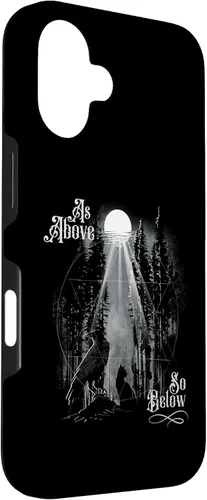 Vista 3 de Funda para iPhone 16 para hombre como arriba tan abajo Wiccan Pagan Tree of Life Crow Cat Case