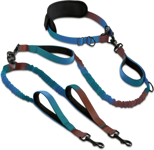Vista 37 de SparklyPets Correa doble elástica para perro con 2 correas para perros con soporte trasero - Correa doble para perros para razas medianas y medianas