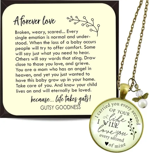 Vista 23 de Gutsy Goodness Miscarriage Necklace Comforting Sentimental Handmade Jewelry For Mom - Pendant, Message Card, Keepsake Gift Box