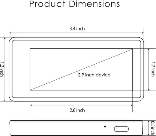 Vista 6 de Santek EZ - Letrero digital de papel electrónico de 2.9 pulgadas, recargable, inalámbrico, pantalla tricolor eink con mensajes personalizables