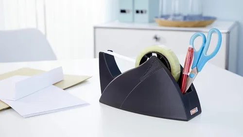 Vista 3 de tesa Film Easy Cut - Dispensador de escritorio para el hogar y la oficina para cinta adhesiva para uso en casa y oficina, color negro, para tamaños