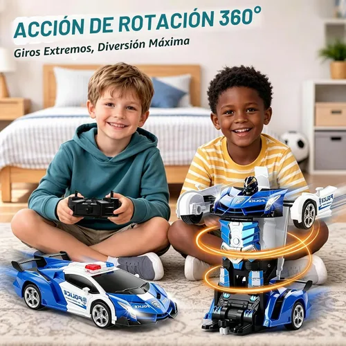 Vista 3 de FIGROL - Transform RC, auto-robot, control remoto, 2.4G, juguete, transformación de auto a robot con un botón y velocidad de derrape de 360, escala