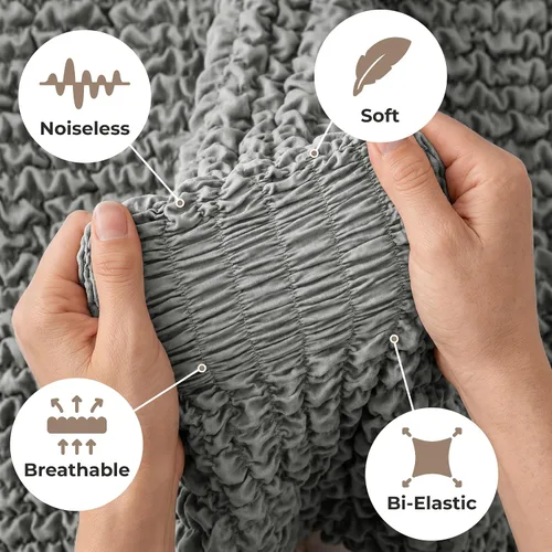 Vista 7 de PAULATO BY GA.I.CO. Funda para Silla - Funda para Sillón - Funda para Sillón - Funda de Tela Suave - Protector de Muebles Elegante de Ajuste Ceniza