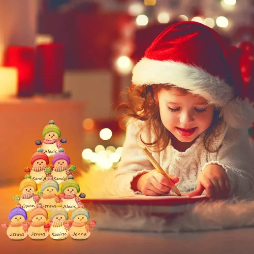 Vista 6 de Luz personalizada para árbol de Navidad, muñeco de nieve, nombre personalizado para familia y niños, lámpara de árbol de Navidad, luz nocturna