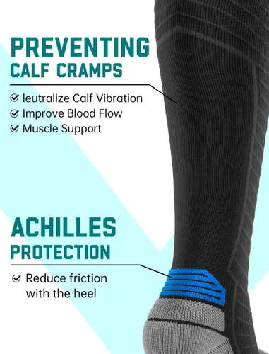 Vista 3 de SONORAN Calcetines de compresión para hombres y mujeres (246 pares) 20-30 mmHg de compresión graduada hasta la rodilla para correr, atletismo