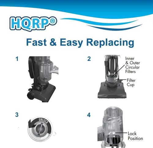 Vista 5 de HQRP Juego de 2 filtros circulares H12 compatibles con aspiradora Bissell PowerForce Compact 23T7V, 23T75, 23T76, 23T78, 23T7L, 23T7M, 23T7N, 23T7R