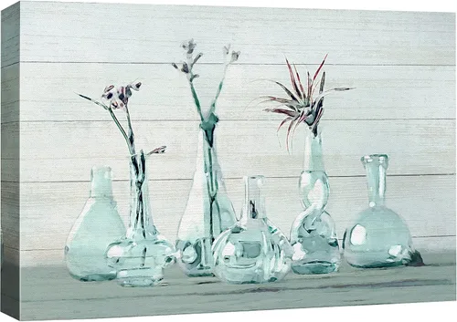 Vista 10 de SIGNFORD - Lienzo impreso en lienzo para pared, diseño de flores blancas en floreros de cristal, ilustraciones florales, estilo moderno, grupo