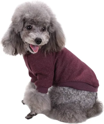 Vista 2 de Suéter de punto clásico para perros y mascotas, cálido para invierno, abrigo para mascotas, suéter suave para perros pequeños (XS, marrón)