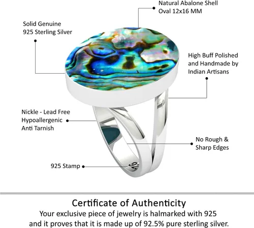 Vista 4 de Anillo hecho a mano de plata de ley 925 genuina grueso con piedras preciosas naturales ágata, cuarzo rosa, lapislázuli, ámbar ovalado, joyería