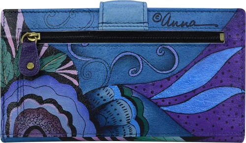 Vista 2 de Anna by Anuschka Cartera de dos pliegues de piel auténtica pintada a mano para mujer