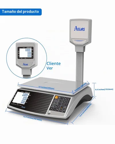 Vista 5 de EW Báscula digital de precios comerciales para computación PS6 – Báscula de alimentos de clase III certificada por NTEP Capacidad de 60 libras