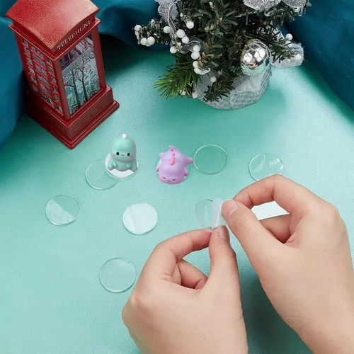 Vista 8 de FINGERINSPIRE 100 piezas de lámina de acrílico circular transparente de 1 pulgada, bases circulares en miniatura en blanco, disco de acrílico mini