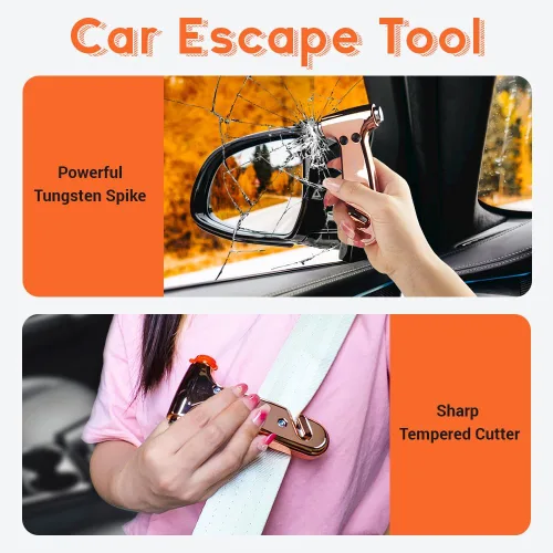 Vista 3 de SENSEN - Cortador de cinturón de seguridad para automóvil, herramienta de emergencia para romper vidrio, kit de escape de martillo de seguridad, 3