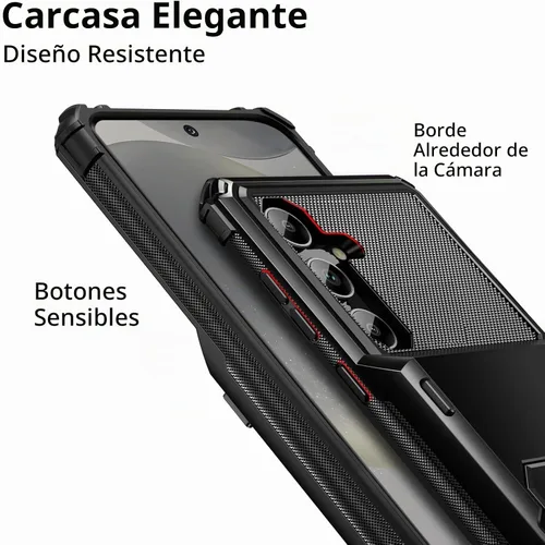 Vista 4 de Vofolen Funda tipo cartera para Samsung Galaxy S24 con soporte para tarjetas, funda protectora de doble capa de 4 tarjetas, resistente a prueba