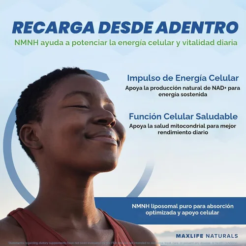 Vista 3 de MAXLIFE NATURALS NMNH Suplemento 1000mg 120 Cápsulas Fórmula liposomal