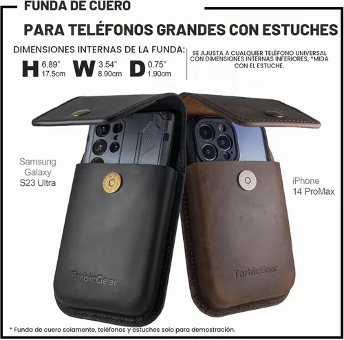 Vista 2 de Funda de cuero para teléfono celular para hombre, funda universal de cuero para teléfono, soporte para cinturón para iPhone 16 Pro Max, bolsa