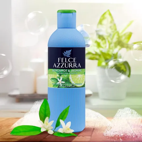 Vista 4 de Felce Azzurra Bergamota y jazmín - Gel de baño refrescante de esencia - enriquecido con toques de ámbar y canela - Fragancia intensa y regeneradora