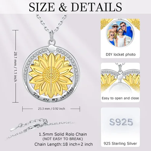 Vista 6 de Bolelis Heart Locket Necklaces Gifts for Women - 925 Sterling Silver Hidden Message Pendant Jewelry Mothers Day Gifts for Mom Daughter